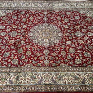 Rug# 31206, Fine Srinagar, 100% silk pile on a cotton warp and weft, Classic Safavid floral, , Kashmir , India, Size 190x124 cm (4)