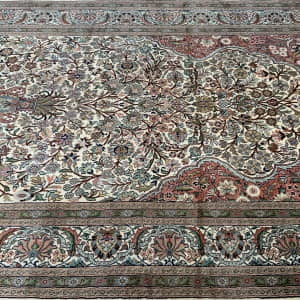 Rug# 31210 Fine Srinagar, 100% silk pile on a cotton warp and weft, Vase Tree Of Life , Kashmir , India, Size 185x122 cm (4)