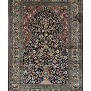 Rug# 31212, Fine Srinagar, 100% silk pile on a cotton warp and weft, Tree of life design,, Kashmir , India, Size 192x126 cm