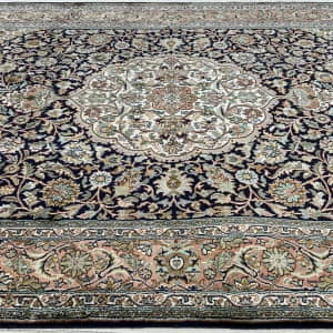 Rug# 31215, Fine Srinagar, 100% silk pile on a cotton warp and weft, Classic Corner and Medallion , Kashmir , India, Size 186x127 cm (3)