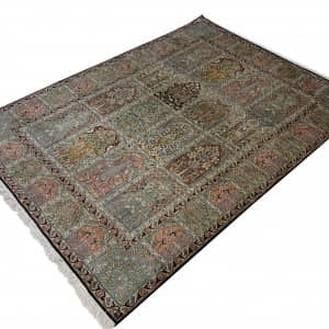 Rug# 31219, Fine Srinagar, 100% silk pile on a cotton warp and weft, Garden design, Kashmir , India, Size 211x155 cm (3)