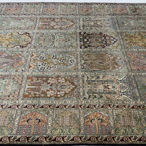 Rug# 31219, Fine Srinagar, 100% silk pile on a cotton warp and weft, Garden design, Kashmir , India, Size 211x155 cm (4)