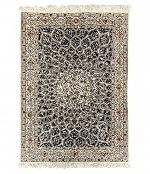 Rug# 10334, Superfine Nain 6LA, circa 1990, Gonbad or Dome design, superfine wool & silk, rare, Persia, size 227x150 cm (2)
