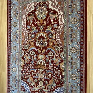 Rug# 26207 Turkish Hereke, signed piece, circa 1999, fine wool pile, 16x16 quality, immaculate, Sultan Ahmad Tree of Life with Mehrab, Size 230x150 cm (2)