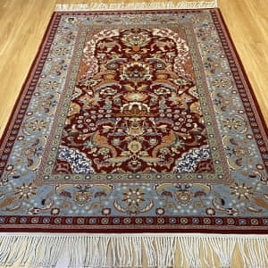 Rug# 26207 Turkish Hereke, signed piece, circa 1999, fine wool pile, 16x16 quality, immaculate, Sultan Ahmad Tree of Life with Mehrab, Size 230x150 cm