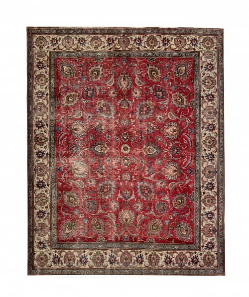 Rug# 10231, Tabriz , circa 1950, distressed pile, Safavid all over floral design, wool pile, 400,000 KPSQM, Persia, size 350x310 cm (2)
