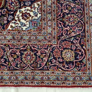 Rug# 10261, Kashan , circa 1975, immaculate condition, Safavid Corner & medallion design, wool pile, 350,000 KPSQM, Persia, size 410x294 cm (5)