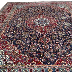 Rug# 10266, Kashan , circa 1970, immaculate condition, Safavid Corner & medallion design, wool pile, 350,000 KPSQM, Persia, size 377x296 cm (4)