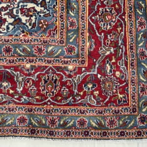 Rug# 10266, Kashan , circa 1970, immaculate condition, Safavid Corner & medallion design, wool pile, 350,000 KPSQM, Persia, size 377x296 cm (5)