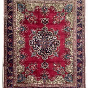 Rug# 10287, Tabriz-Marand , circa 1960, immaculate condition, Qajar Corner & medallion design, wool pile, 300,000 KPSQM, Persia, size 353x298 cm (2)