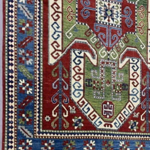 Rug# 26226, Afghan Chechen weave, antique Kazak design, hand spun wool pile, Size 240 X 150 cm (3)