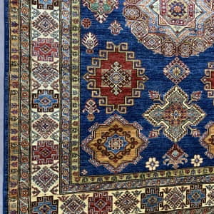 Rug# 26227, Very fine Afghan Chechen weave, antique Kazak design, hand spun wool pile, Size 241x177 cm (3)