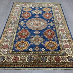 Rug# 26227, Very fine Afghan Chechen weave, antique Kazak design, hand spun wool pile, Size 241x177 cm