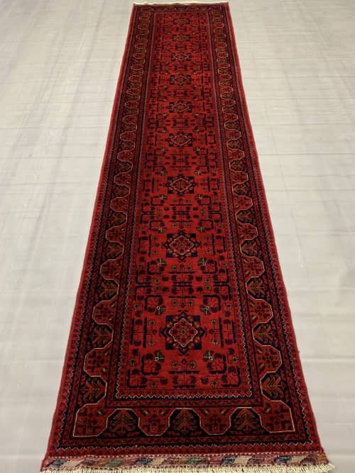Rug# 26236, Superfine Afghan Kokndooz , Modern weave, fine wool pile, classoc design , Size 345x82 cm