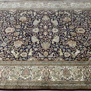 Rug# 31223, Fine Srinagar, 100% silk pile on a cotton warp and weft, Classic Safavid floral, , Kashmir , India, Size 281x183 cm (4)