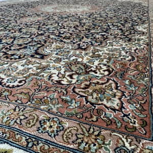 Rug# 31224, Fine Srinagar, 100% silk pile on a cotton warp and weft, Classic Safavid floral, , Kashmir , India, Size 280x186 cm (6)