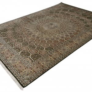 Rug# 31229, Fine Srinagar, 100% silk pile on a cotton warp and weft, Dome design, Kashmir , India, Size 312x217 cm (2)