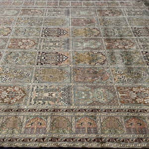 Rug# 31233 Fine Srinagar, 100% silk pile on a cotton warp and weft, Garden design, Kashmir , India, Size 293x250 cm (5)