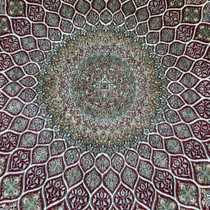 Rug# 31236, Fine Srinagar, 100% silk pile on a cotton warp and weft, Dome design, Kashmir , India, Size 386x275 cm (4)