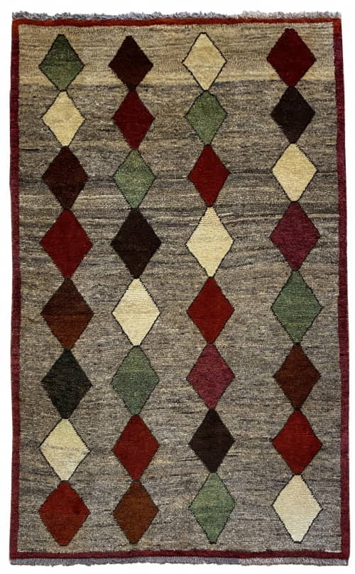 Rug# 6959, Mid century Nomadic Gabbeh, Handspun wool pile and foudation, Qashaqai tribe, Southern Persia, size 170x106 cm (10)