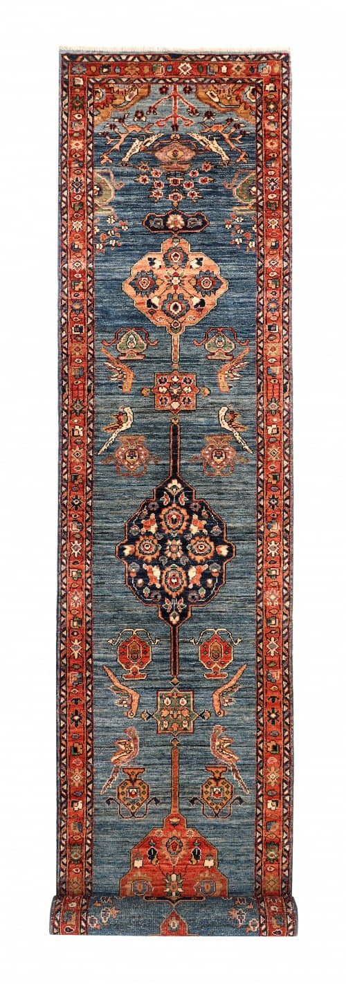 Rug# 20317, Afghan Turkaman weave Vegetabke dye hall runner, 19th century Farahan design, size 423x79 cm (2)