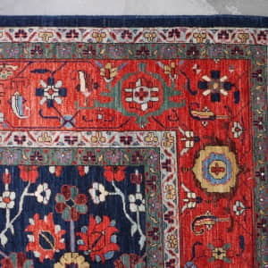 Rug# 26422, Afghan Turkaman weave Serapi, Vegetable dye Revial of a 19th century Bijar design, size 419x303 cm (4)