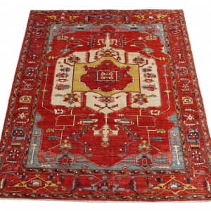Rug# 26423, Afghan Turkaman weave Serapi, Vegetable dye Revial of a 18th century Heriz design, size 295x242 cm (2)