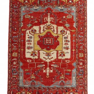 Rug# 26423, Afghan Turkaman weave Serapi, Vegetable dye Revial of a 18th century Heriz design, size 295x242 cm (2.1)