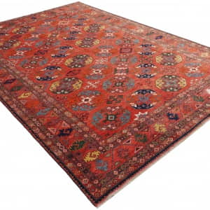 Rug# 26424, Afghan Khiva weave Tukaman, Vegetable dye Revial of a 15th century Saljugh design, size 420x301 cm (3)