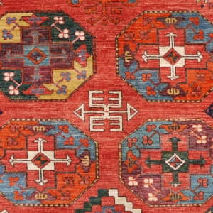 Rug# 26424, Afghan Khiva weave Tukaman, Vegetable dye Revial of a 15th century Saljugh design, size 420x301 cm (4)