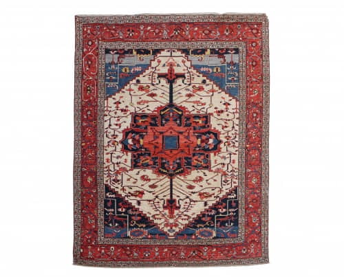 Rug# 26426, Afghan Turkaman weave Serapi, Vegetable dye Revial of a 18th century Heriz design, size 340x265 cm (2.1)