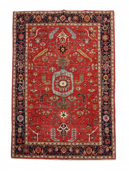 Rug# 26437, Afghan Turkaman weave, Vegetable dye, Revial of a 16th century Ushak design, size 270x183 cm (2.1)
