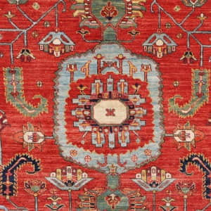 Rug# 26437, Afghan Turkaman weave, Vegetable dye, Revial of a 16th century Ushak design, size 270x183 cm (4)