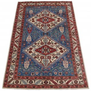 Rug# 26438, Afghan Turkaman weave, Vegetable dye, Revial of a 16th century Ushak design, size 303x182 cm (2)