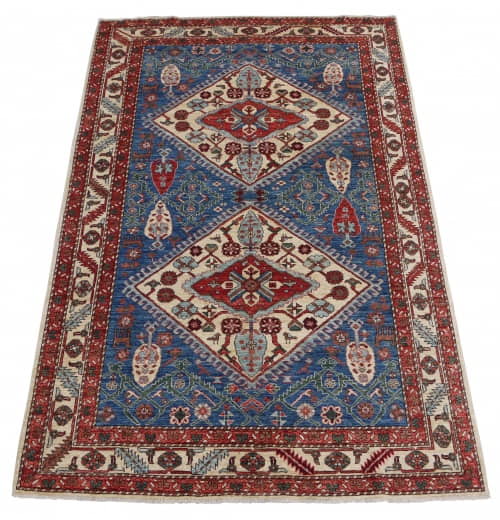 Rug# 26438, Afghan Turkaman weave, Vegetable dye, Revial of a 16th century Ushak design, size 303x182 cm (2)