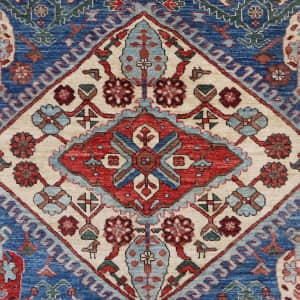 Rug# 26438, Afghan Turkaman weave, Vegetable dye, Revial of a 16th century Ushak design, size 303x182 cm (4)