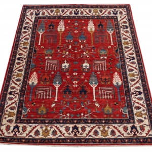 Rug# 26440, Afghan Turkaman weave, Vegetable dye Revial of a 16th century Safavid Garden design, size 205x148 cm (2)