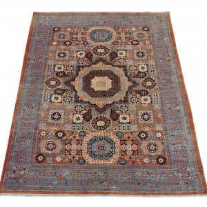 Rug# 26445 Afghan Turkaman weave , circa 2010, vegetable dyes, all wool, 15th c Mamluk inspired, size 209x141 cm (2)