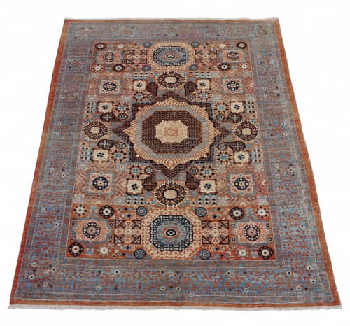 Rug# 26445 Afghan Turkaman weave , circa 2010, vegetable dyes, all wool, 15th c Mamluk inspired, size 209x141 cm (2)