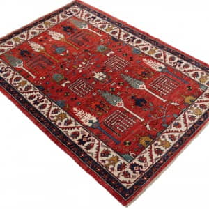Rug# 26447, Afghan Turkaman weave, Vegetable dye Revial of a 16th century Safavid Garden design, size 177x122 cm (3)