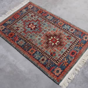 Rug# 26455 Afghan Turkaman weave , circa 2010, vegetable dyes, all wool, 19th c Caucasian inspired, size `132x84 cm (3)