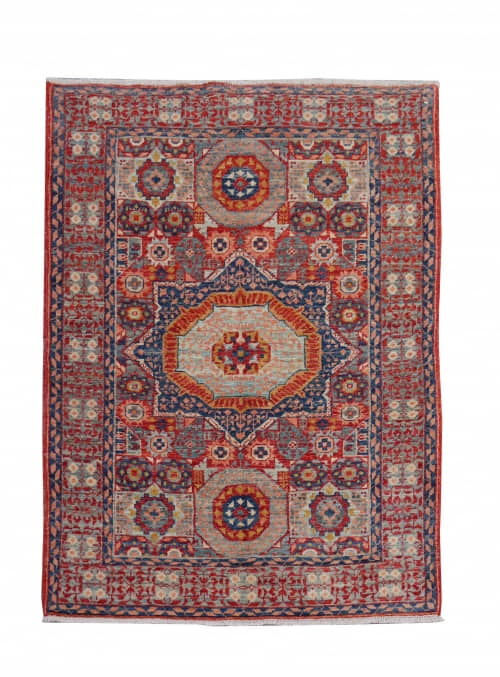 Rug# 26460 Afghan Turkaman weave , circa 2010, vegetable dyes, all wool, 15th c Mamluk inspired, size 148x98 cm (2)