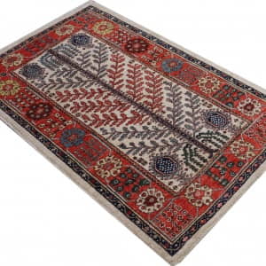 Rug# 26462 Afghan Turkaman weave , circa 2010, vegetable dyes, all wool, 19th c Caucasian Garden inspired, size 150x92 cm (3)