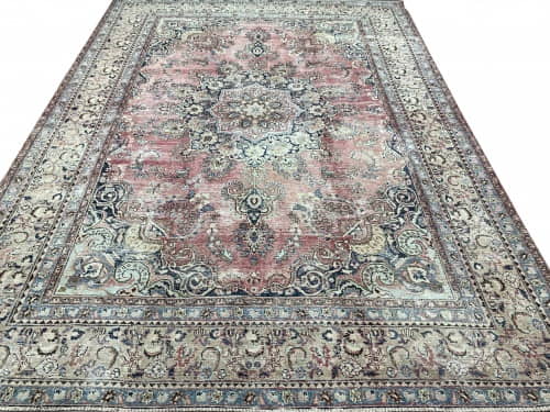 Rug# 26465. Distressed & overdyed vintage Tabriz, Persia, 372x286 cm (2)