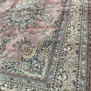 Rug# 26465. Distressed & overdyed vintage Tabriz, Persia, 372x286 cm (5)