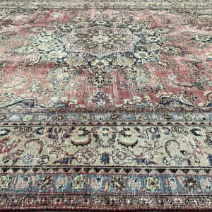 Rug# 26465. Distressed & overdyed vintage Tabriz, Persia, 372x286 cm (6)