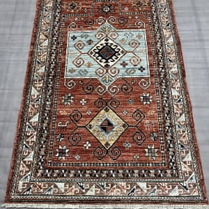 Rug# 26478. Afghan Turkaman weave, circa 2010, 19th century Kazak inspired, HSW & Veg dyes, size 195x125 cm