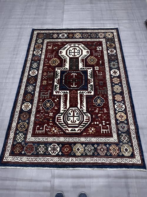 Rug# 26480. Afghan Turkaman weave, circa 2010, 19th century Shirvan Kazak inspired, HSW & Veg dyes, size 230x166 cm
