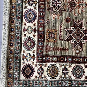 Rug# 26483. Afghan Chechen weave, circa 2010, 19th century Kazak inspired, HSW & Veg dyes, size 184x122 cm (3)