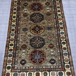 Rug# 26484. Afghan Chechen weave, circa 2010, 19th century Kazak inspired, HSW & Veg dyes, size 196x127 cm
